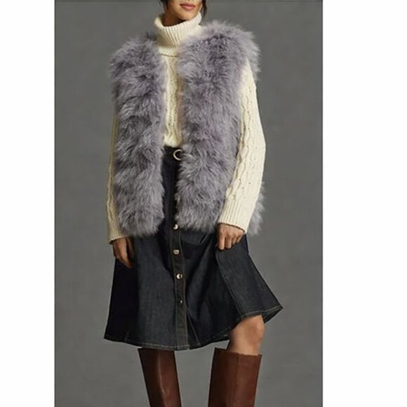 Blue Tassel Jackets & Blazers - BLUE TASSEL: NWT Faux Fur Knit Vest